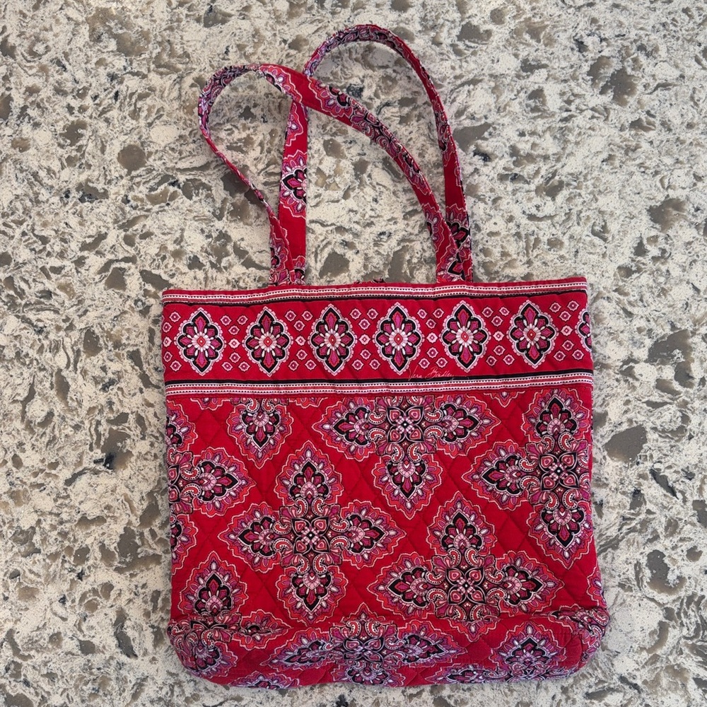 Vera Bradley Red, Pink, and Black Patterned Tote - Picture 3 of 5